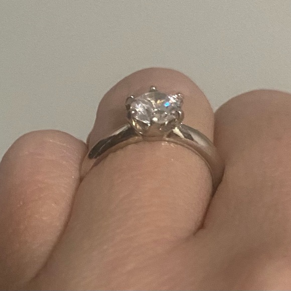 Classic Solitaire Engagement Ring in Silver with CZ Stone - Picture 2 of 5